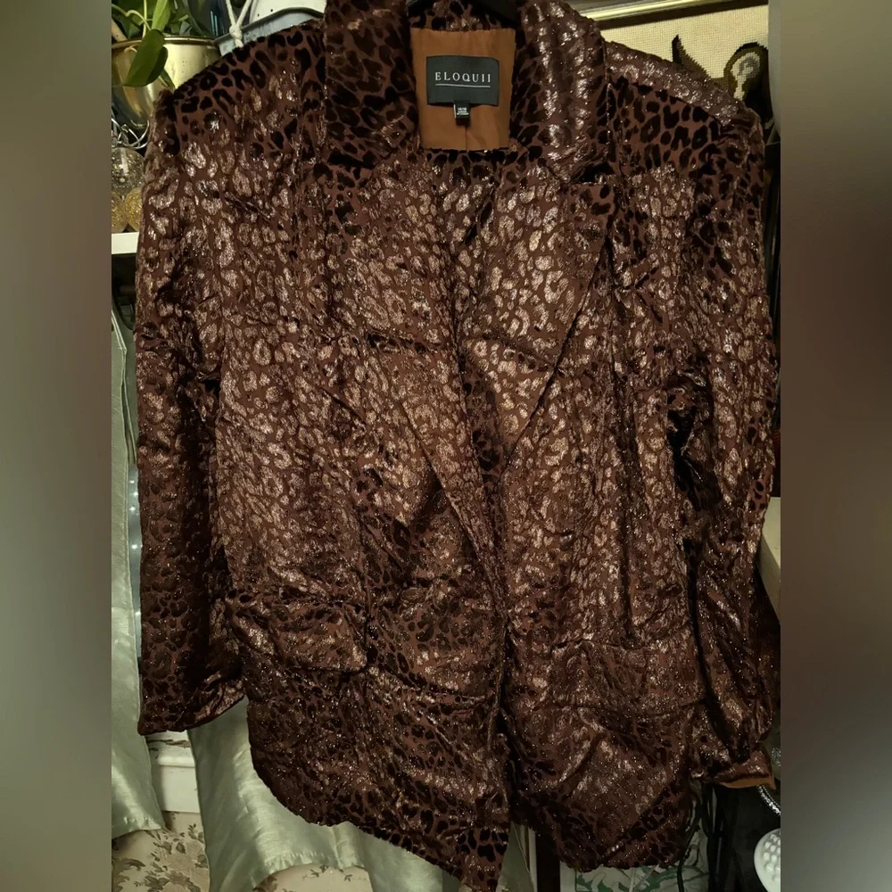 Eloquii Velvet Leopard 2 Pc Suit Jacket & Pants 14/16 - Picture 3 of 8